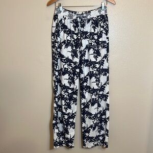 Casual Floral Linen Blend Straight Leg Pant